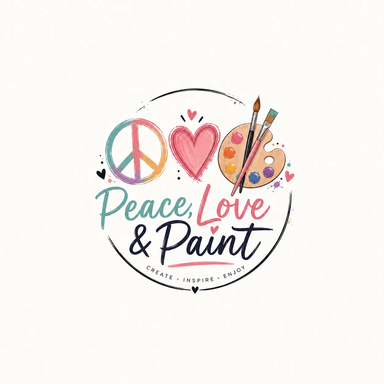 Peace Love & Paint FL packaging, logo, and handmade brand details